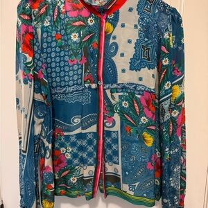 Johnny Was Multicolor Floral Blouse